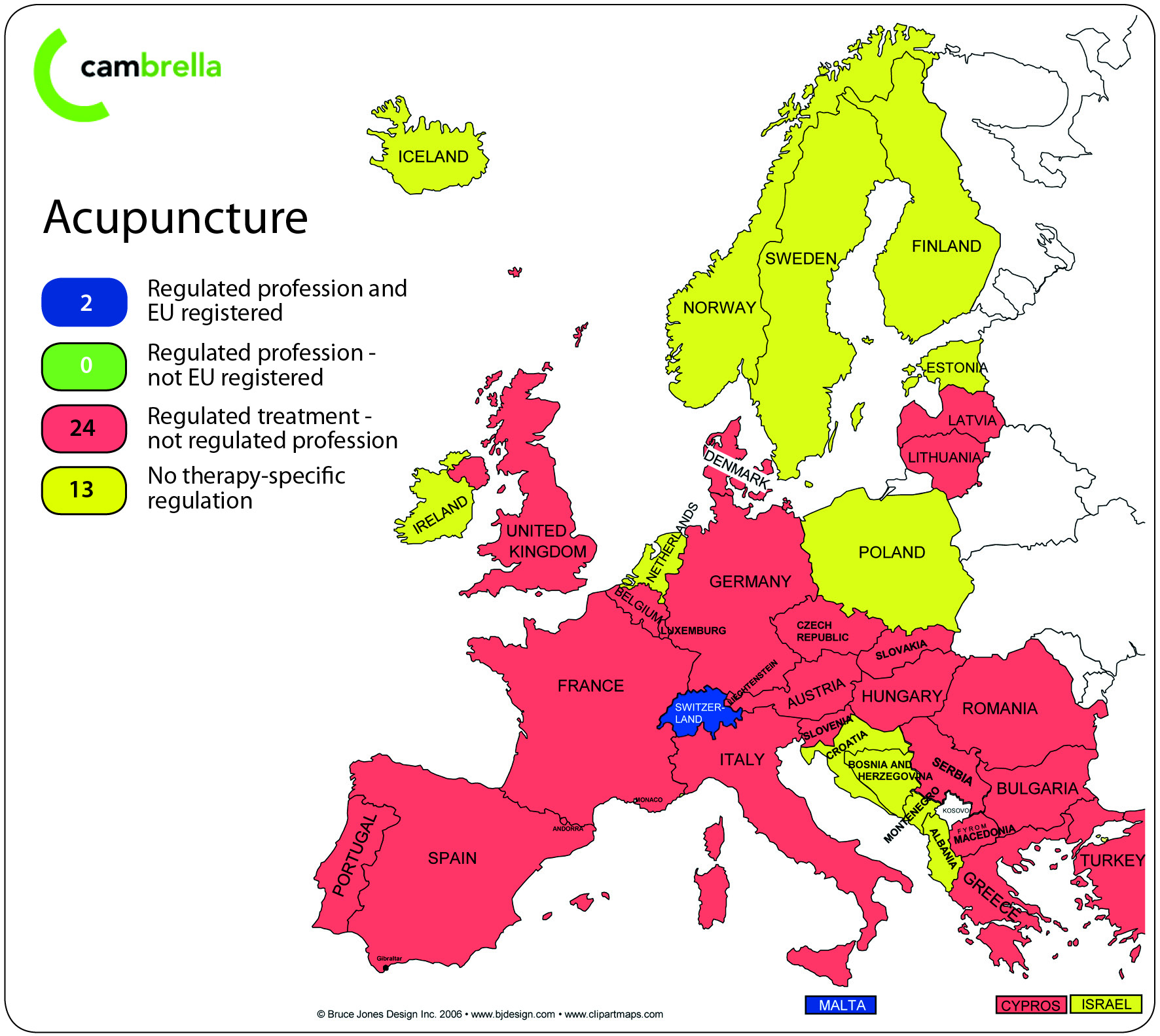 Acupuncture map from the CAMbrella report 2012