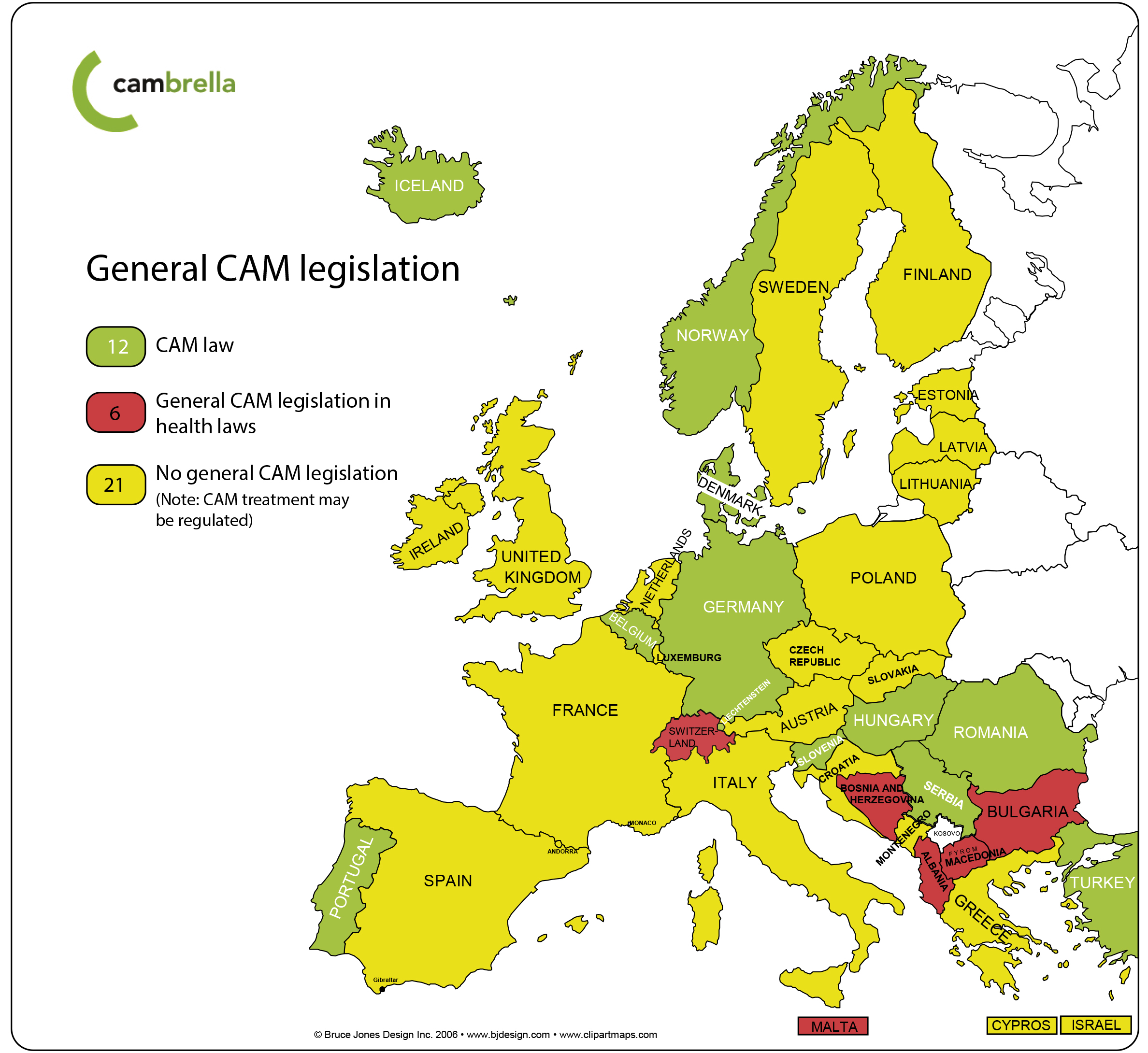 General European CAM legislation map