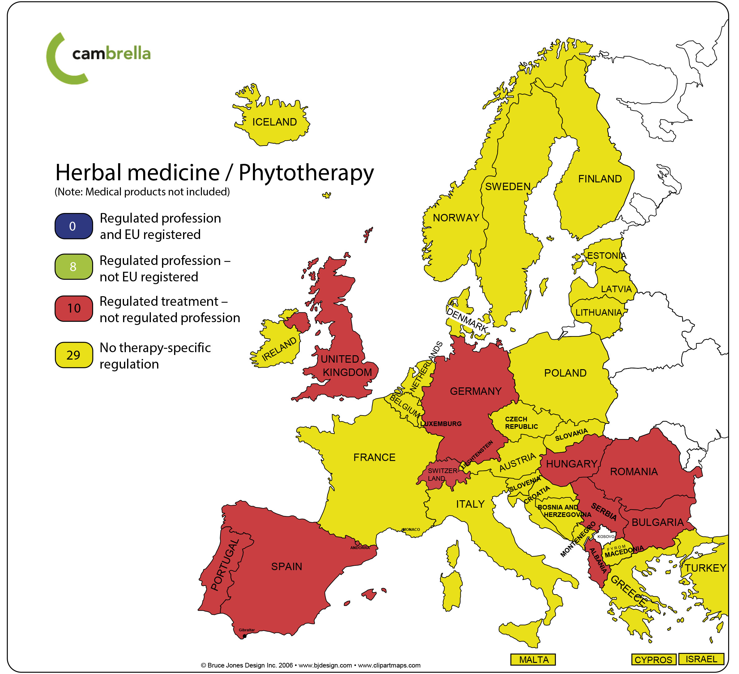 Updated map on the European regulation of herbal medicine/phytotherapy