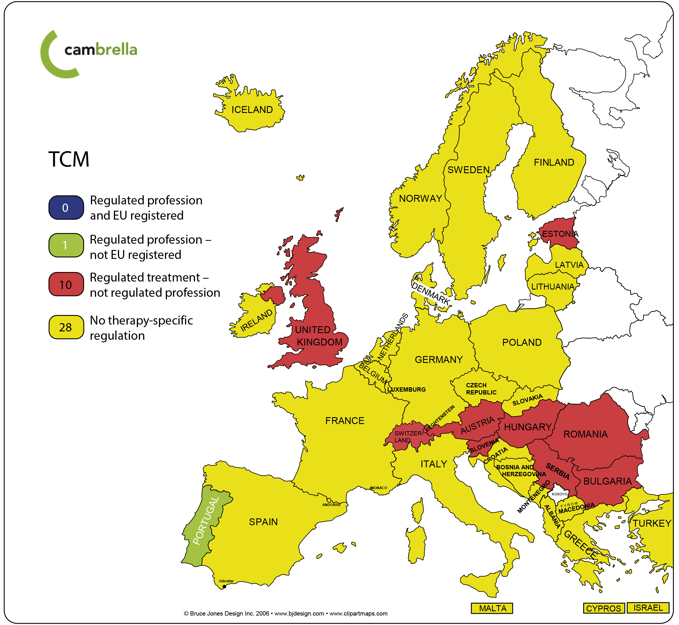 Updated map of European legislation on TCM